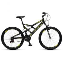 Bicicleta colli gps dupla susp. full a.26 21v preto fosco/amarelo neon