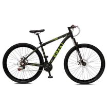 Bicicleta collina aro 29 tm 17 alumínio cambio traseiro shimano 21v preto fosco/amarelo neon d