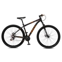 Bicicleta collina aro 29 tm 17 alumínio cambio traseiro shimano 21v preto fosco/laranja neon d Bicicleta collina aro 29 tm 17 alumínio cambio traseiro shimano 21v preto fosco/laranja neon d
