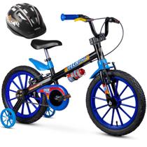 Bicicleta com Rodinha e Capacete Infantil Menino Tech Boys Aro 16 Nathor