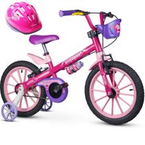 Bicicleta com Rodinha e Capacete Top Girls Aro 16 Nathor