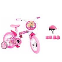 Bicicleta Da Barbie Aro 12 Feminina Com Capacete E Proteo