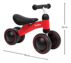Bicicleta de equilibrio 4 rodas vermelha - Buba