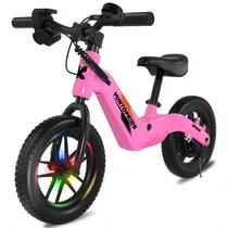 Bicicleta de Equilíbrio Elétrica YunTopKids 12" com Pneus Pneumáticos Rosa