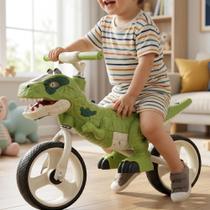 Bicicleta de Equilíbrio Infantil Dino TRex Balance Bike com Som e Luz sem Pedal Unitoys Aro 12