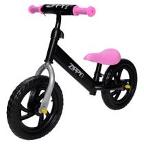 Bicicleta De Equilíbrio Infantil Preta/Rosa Sem Pedal Aro 12 Banco Ajustável - Zippy Toys