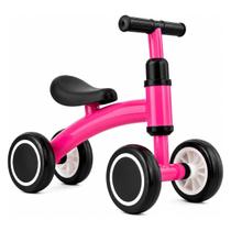 Bicicleta de Equilíbrio Infantil Rosa Sem Pedal 4 Rodas com Assento Anatômico e Guidão com Limitador de Giro