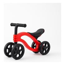Bicicleta de Equilíbrio Infantil Sem Pedal 4 Rodas Vermelha Para Crianças de 1 a 3 Anos com Estrutura Leve e Segura