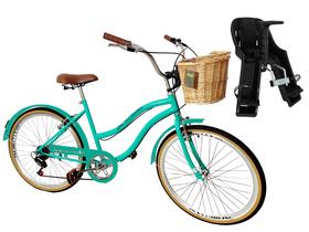 Bicicleta de passeio Com Cesta de vime E Cadeirinha Infantil