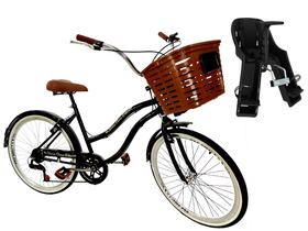 Bicicleta de passeio Retrô Com Cesta Cadeirinha Infantil 6v