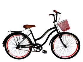 Bicicleta de passeio vintage aro 26 cestinha sem marchas pto