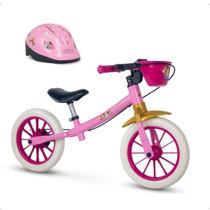 Bicicleta Disney Princesas de Equilibrio Balance Bike Com Capacete Nathor 2 anos Até 21kg