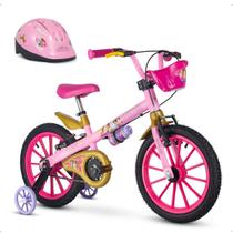 Bicicleta Disney Princesas Infantil Com Capacete, Rodinhas E Garrafinha Aro 16 Nathor Até 30kg
