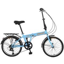 Bicicleta Dobrável em Alumínio Aro 20 6V Dubly Shimano Azul Celeste