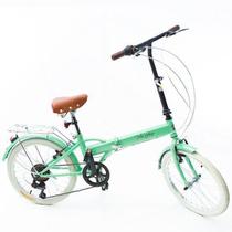Bicicleta Dobrável Fenix Green LIGHT Kit Marcha Shimano 6 Velocidades - ECHO VINTAGE