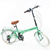 Bicicleta Dobrável Fenix Green Marcha Shimano 6 Velocidades - Echo Vintage