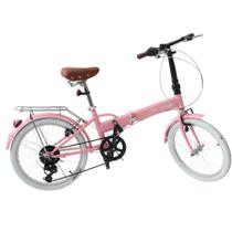 Bicicleta Dobrável Fenix Rosa - Kit Marcha Shimano - 6 Velocidades