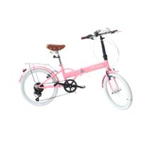 Bicicleta Dobrável Fenix Rosa - Kit Marcha Shimano - 6 Velocidades - Echo Vintage