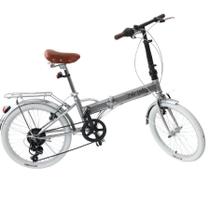 Bicicleta Dobrável Fenix Silver 6 Velocidades Marcha Shimano - Echo Vintage
