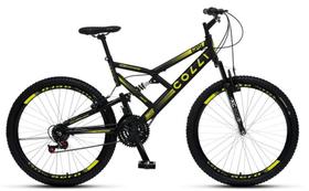 Bicicleta Dupla Suspensão Colli GPS 148 Aro 26 Aero 36 Raias 21 Marchas Freios V-Brake Preto/Amarelo