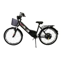 Bicicleta Elétrica Aro 24 800W 48V Confort Preta Com Cestinha
