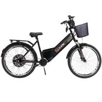 Bicicleta Elétrica com Bateria de Lítio 48V 13Ah Confort Preta com Cestinha