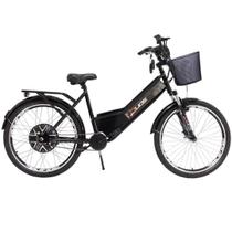 Bicicleta Elétrica com Bateria de Lítio 48V 13Ah New Confort Preta com Cestinha
