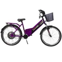 Bicicleta Elétrica New Confort 800W 48V 15Ah Violeta com Cestinha