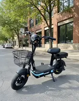 Bicicleta Elétrica Oggi Yoo Y-200 Aro 14 Scooter 350w 48v Cor:Preto+Azul