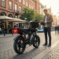 Bicicleta Elétrica V8 Pro Ouxi Original 2 Lugares 1000w Mod. 2026 V8 Pro S Com pedalo Preto Atualizada Modelo 2026.