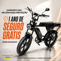 Bicicleta Elétrica V8 Ultra 1000W Com Seguro Roubo e Furto Autonomia de 50km Pneu FAT Preto - Bikelete