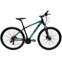 Bicicleta Elleven Rocker II HD Aro 29 Tam 17 Preto/Azul 24V suspensão trava no ombro .