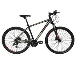 Bicicleta Elleven Rocker II HD Aro 29 Tam 19 Cinza/Preto/Vermelho 24V suspensão trava no ombro .