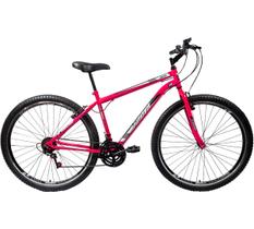 Bicicleta em Aço Carbono Rosa Luminoso Aro 29 18v Marchas Freio V-Brake - Xnova