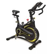 Bicicleta Ergométrica Bike Fitness Profissional Spinning Premium Mecânica p/ Academia Cardio Treino suporta até 150kg preta C/ Monitor Lcd e Regulagem