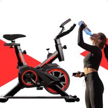 Bicicleta Ergométrica Fitness Spinning Cor Preto E Vermelho Treino em Casa e Academia