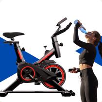 Bicicleta Ergométrica Fitness Spinning Treino em casa Silenciosa Profissional Academia Cor Preto E Vermelho