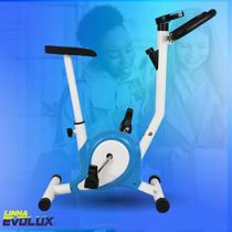 Bicicleta Ergométrica Mile Fitness Residencial 21 velocidades Compacta Branca e Azul Monitor com Funções - EVOLUX