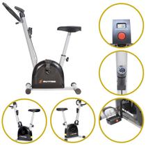 Bicicleta Ergométrica Mile Fitness Residencial 21 velocidades Compacta Preta e Cinza Monitor com Funções - Evolux
