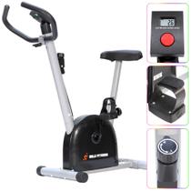 Bicicleta Ergométrica Mile Fitness Residencial 21 velocidades Compacta Preta e Cinza Monitor com Funções
