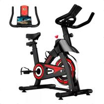 Bicicleta Ergométrica Spinning Ajustável Vertical Indoor Com Monitor Fitness Cor Preta - Mopower
