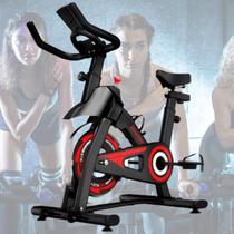 Bicicleta Ergométrica Spinning Ajustável Vertical Treino em Casa Academia Indoor Com Monitor Fitness Cor Preta Indicado até 1.90m