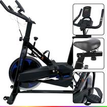 Bicicleta Ergométrica Spinning Bike Profissional Preta e Azul Roda de Inercia 8 Kg Suporta 130kg Mecânica Bicicleta Ergométrica Spinning Bike Profissional Preta e Azul Roda de Inercia 8 Kg Suporta 130kg Mecânica