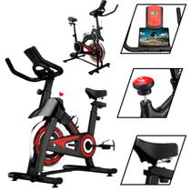 Bicicleta Ergométrica Spinning Bike Roda Inércia 13 Kgs Fitness Monitor LED Academia Suporta até 150 Kgs