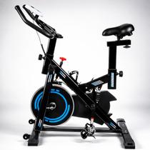 Bicicleta Ergométrica Spinning Inércia 17kg Até 120kg Preta e Azul