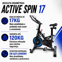 Bicicleta Ergométrica Spinning Mopower Active Spin Roda de Inércia 17kg suporta até 120kg
