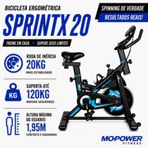 Bicicleta Ergométrica Spinning Mopower Sprint X Roda de Inércia 20kg Suporta até 120kg Bicicleta Ergométrica Spinning Mopower Sprint X Roda de Inércia 20kg Suporta até 120kg