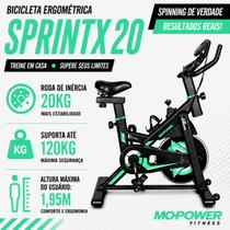 Bicicleta Ergométrica Spinning Mopower Sprint X Roda de Inércia 20kg Suporta até 120kg