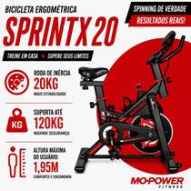 Bicicleta Ergométrica Spinning Mopower Sprint X Roda de Inércia 20kg Suporta até 120kg Bicicleta Ergométrica Spinning Mopower Sprint X Roda de Inércia 20kg Suporta até 120kg