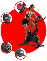 Bicicleta Ergométrica Spinning Profissional Fitness Silenciosa Exercício Monitor LCD - Bike Academia